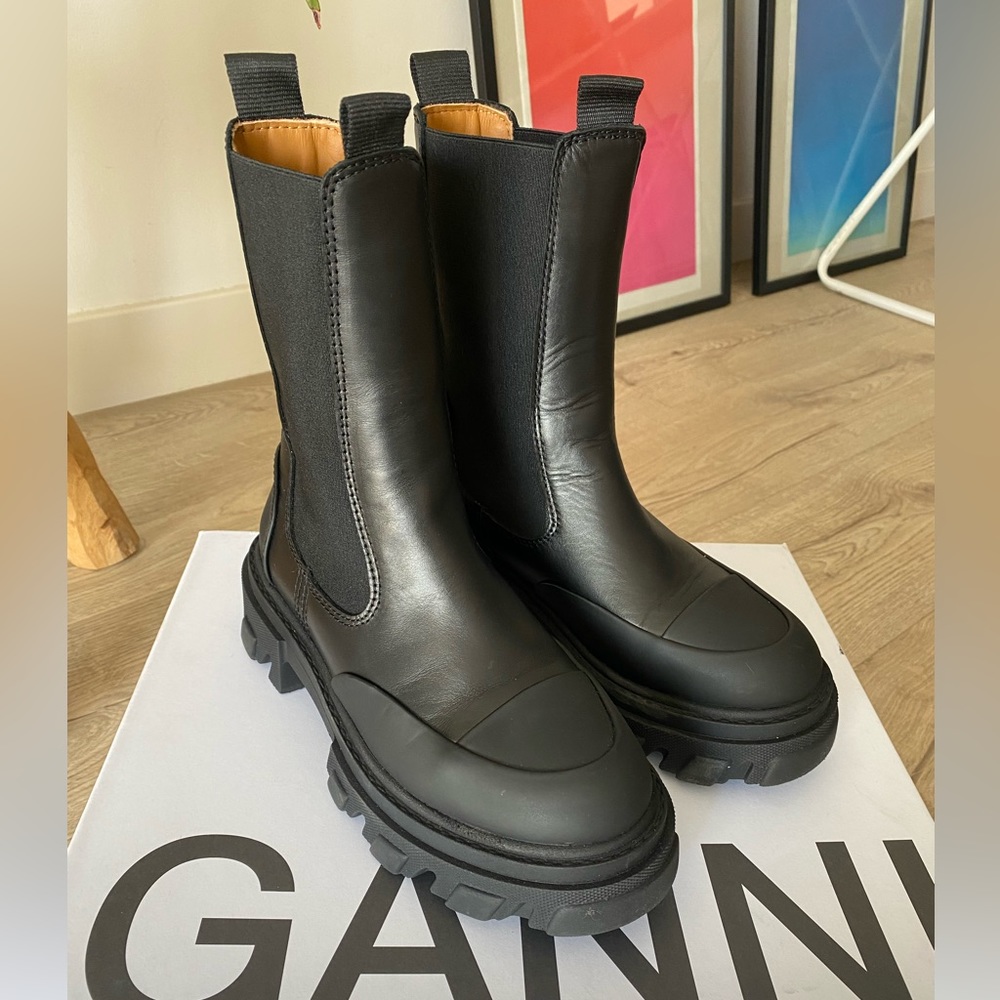 Ganni Mid Chelsea Cleated Boots — Size US 6.5 / EU 37